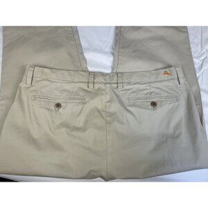 Tommy Bahama Beige Pants Mens 38x32 Flat Front Chino 38 100% Pima Cotton‎